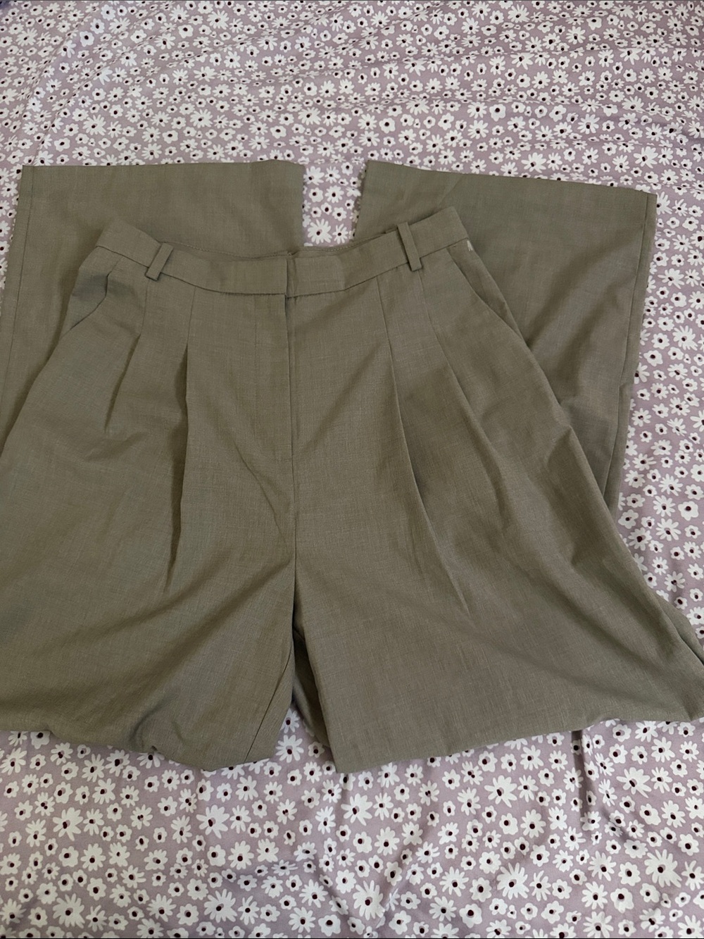 High-Waist Pleated Wide-Leg Trousers